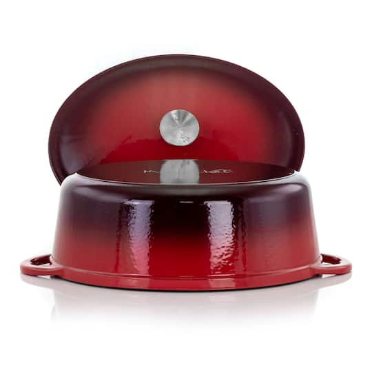 MegaChef 7qt. Red Oval Enameled Cast Iron Casserole